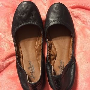 Black Leather Lucky Brand Ballet Flats